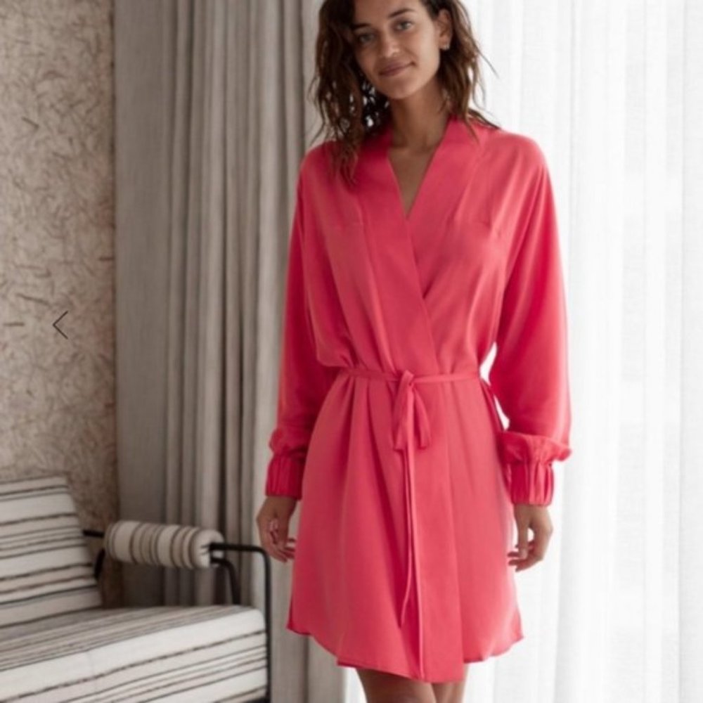 NEW Lunya Washable Silk Robe In Stellar Pink XS/S